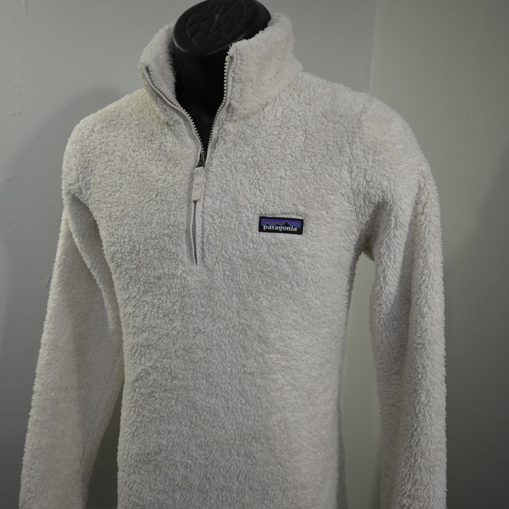 Patagonia Los Gatos 1/4 Zip Fleece Pullover Women M Cream High Pile Sherpa
